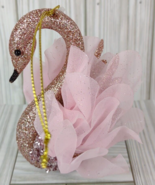 Pink Swan Bird Holiday Christmas Tree Ornament Glittery Sparkle Bling De... - £9.43 GBP