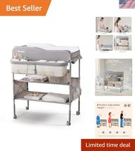 Stylish Mobile Nursery Organizer – Adjustable Baby Changing Table with W... - $232.76