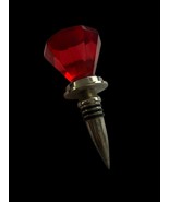 Vintage Ruby Red Faceted Glass Diamond Shape Wine Bottle Stopper Prism - $341.56 MXN