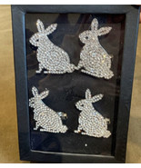 Tahari Home EASTER Bunny Rabbit Rhinestone Silver Napkin Rings Set of 4 - £25.92 GBP