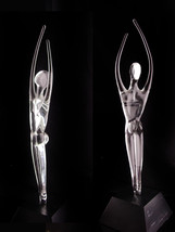 20&quot; Vintage glass nude trophy - art deco awards Statue - male art sculpture - er - £197.04 GBP