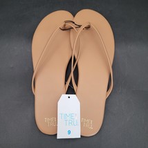 Time and Tru Womens Barely There Thong Sandals Comfort Foot Slip-on Tan ... - $11.87