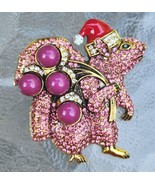Austrian Crystal Christmas Squirrel in Santa Cap Pink Resin Multi Color ... - £10.18 GBP