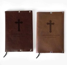 100% Genuine leather Personalized Handmade Bible cover with Bible Set - $21.95