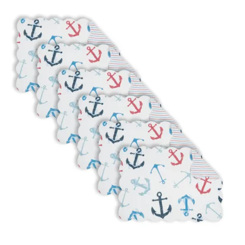New Anchors Away Cotton Quilted Rectangular Reversible Placemat Set Of 6 13 X 19 - £56.21 GBP