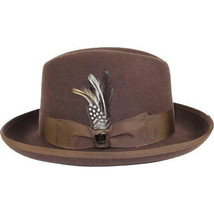 Men Bruno Capelo Dress Hat Australian Wool Homburg Godfather GF101 Brown image 5