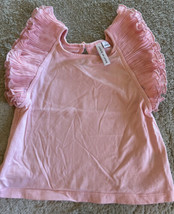 Janie And Jack Girls Pink Ruffle Cap Sleeve Shirt 3T - $14.70