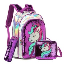 BIKAB  School Bag Double Sided Sequin Backpack Set Lightweight Kawaii Backpack G - £85.45 GBP
