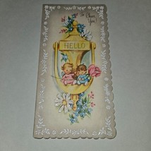 VTG Get Well Greeting Card To Cheer You Baby Floral Scalloped Edges - £7.74 GBP