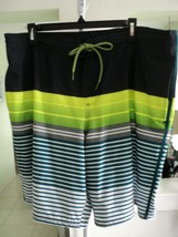 Mens Black Yellow Green George Swim Suit Size Xl 40-42 9.5 Inseam #7104 - £10.65 GBP