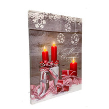 LED Lighted Art Christmas Canvas Painting - Burning Candles - £28.78 GBP