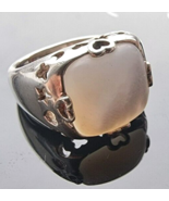 VINTAGE 925 STERLING SILVER LARGE MOTHER OF PEARL RING SIZE 5 - $42.08