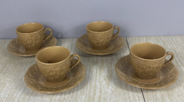 Vintage Mikasa Flower Basket Topaz EE901 4 Cups and 4 Saucers - £13.45 GBP