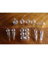 Lot 11 Handblown Clear Thin Glass Iridescent Christmas Tree Ornament Ici... - $975.82 MXN
