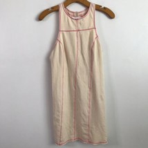 Free People XS Dress Cream Pink Stitching Stretch Mini Bodycon Pullover Halter - £16.22 GBP