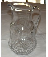 Vintage Cut Crystal Pitcher 9 1/2&quot; tall 5&quot; Wide water lemonaid pitcher~ - £24.28 GBP