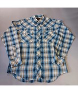 Chevalier Royale Western Shirt Men Sz. M Blue BrownPlaid Pearl Snap Long... - $259.20 MXN