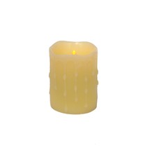 LED Wax Dripping Pillar Candle (Set of 4) 3&quot;Dx4&quot;H Wax/Plastic - 2 C Batt... - £48.34 GBP