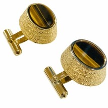 Vintage  Christian Dior Tiger&#39;s Eye Gold Tone Cufflinks For Men&#39;s Jewelry - $4,225.77 MXN