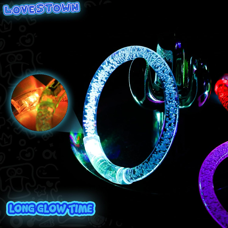 Lovestown 24PCS Glow Bracelets Bulk, LED Bracelets Light up Wristbands Glow in t Item image 3