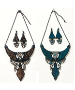 NEW Women Bib Tribal Necklace &amp; Earrings Chunky triangle shape Jewelry S... - £23.53 GBP