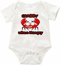 VRW Crabby when hungry unisex baby Onesie Romper Bodysuit (12 months, Wh... - £11.50 GBP