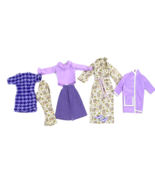 Vintage Barbie Clothes Lot Purple Dress Print Houndstooth Ruffle Dot  - $800.20 MXN