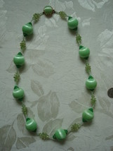 Vintage Necklace Green Plastic Beads ~ Japan - £10.95 GBP