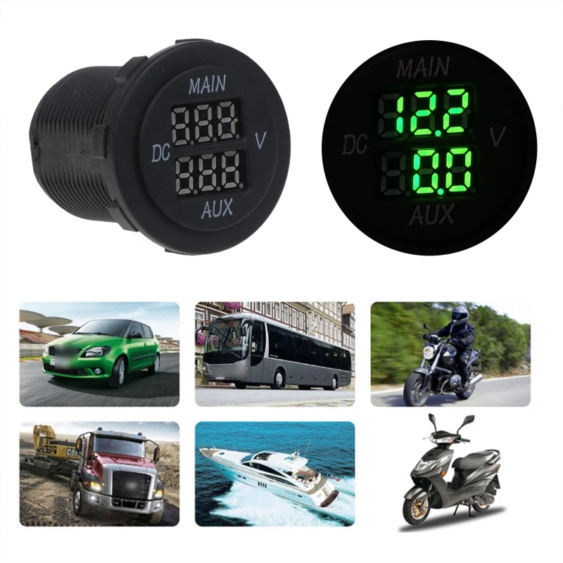 Car Double Voltmeter Rocker Switch LED Digital Panel Double Voltmeter for Dual - £17.44 GBP+