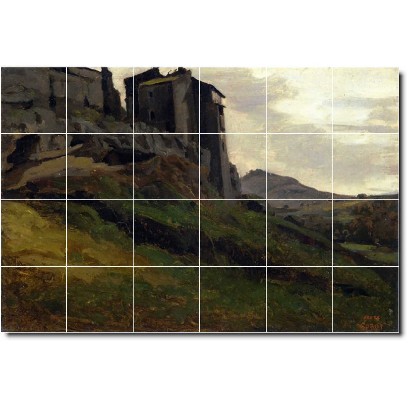 Corot jean marino large buildings on the rocks