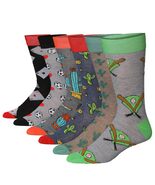 JAMES FIALLO Mens 6-Pairs Fashion Colorful Novelty Crew All-Star Adventu... - $14.69