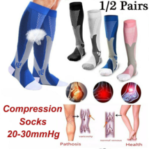 2Pairs Compression Socks Varicose Veins Sports Running Football Fitness ... - £4.14 GBP+