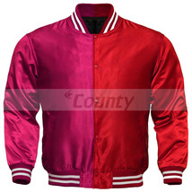 New Letterman Baseball College Varsity Bomber Sports Jacket Hot Pink Red Satin - £46.39 GBP