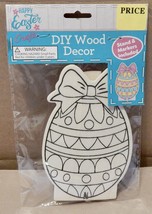 Wood Decor Craft Ornament 5&quot; x 3&quot; DIY Easter Egg With 3 Markers &amp; Stand NIB 262O - £1.96 GBP
