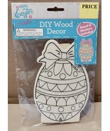 Wood Decor Craft Ornament 5&quot; x 3&quot; DIY Easter Egg With 3 Markers &amp; Stand ... - £1.99 GBP