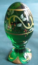 Fenton 2000 Limited Edition Egg on Sculpted Base. Green with Hand Painte... - $26.00