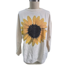 Vtg Y2k Briazzi 100% Cotton Light Sweatshirt Giant Daisy Flower Graphic ... - $52.42
