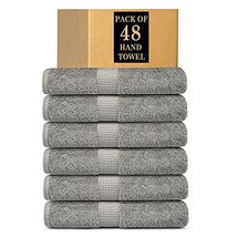 Lavish Touch 100% Cotton 600 GSM Melrose Pack of 48 Hand Towels Silver - $94.99