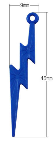 6 Lightning Charms Blue Acrylic Pendants Plastic Weather Findings 45mm - $1.91