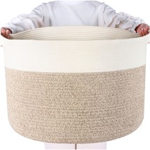 Extra Large 22 X 14 Inches Decorative Cotton Rope Basket, Blanket Basket Living  - £30.55 GBP