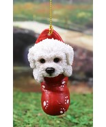 Ebros White Bichon Frise Puppy Dog in The Sock Small Hanging Ornament Fi... - $284.91 MXN