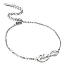 Infinite Love Charm Bracelet Silver Stainless Steel Promise Relationship Anklet - £10.38 GBP