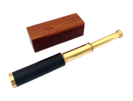 12&quot; Handheld Vintage Brass Telescope with Wood Box-Pirate Navigation Collectible - £19.97 GBP
