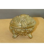 Victorian Miniature Metal Repousse Footed Single Ring Holder Box - £23.59 GBP