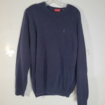 Mens Izod 100% Cotton Navy on Navy Diamond pattern Sweater Size Large - £19.37 GBP