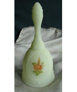 Fenton Cameo Bell in Custard w/Hp Pink [Coral Red] Roses - $20.00
