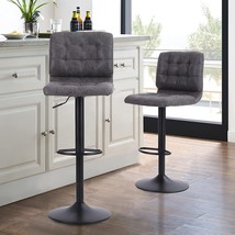 Sophia &amp; William Swivel Bar Stools Set Of 2 For Kitchen Counter Adjustable, Grey - £155.86 GBP