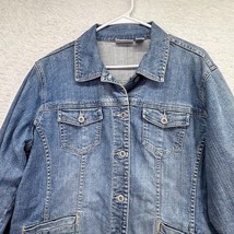 Chicos Platinum Jacket Womens Large Blue Jean Medium Wash Denim Pockets - £23.32 GBP
