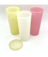Tupperware Tumblers Tall 107 Pastel Set of 3 Cups 1 Lid 297 Vintage 16 o... - £11.74 GBP