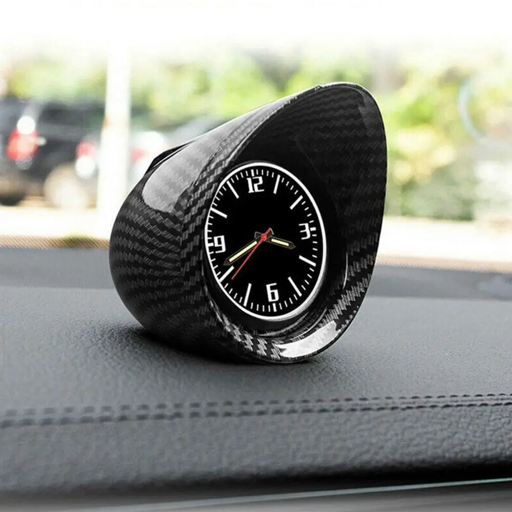Podofo Car Interior Dashboard Ornament Clock SUV Carbon Fiber Luminous - £13.95 GBP